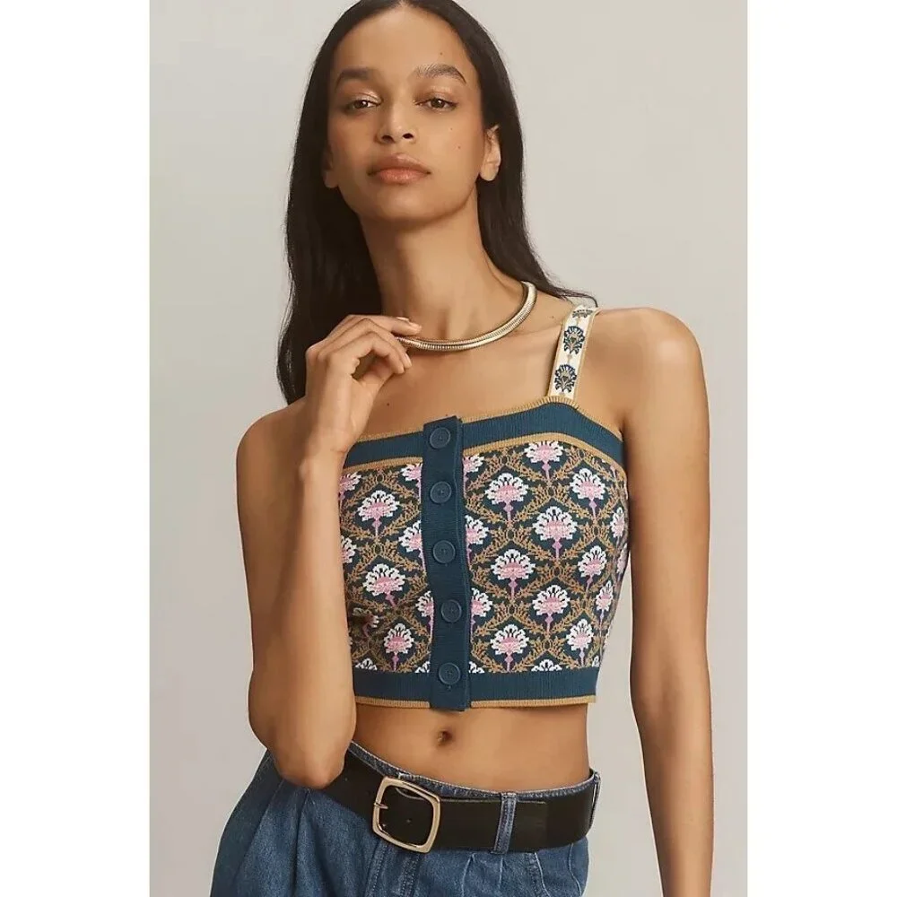 NWT Size XS - Anthropologie  Maeve Square-Neck Crop Sweater Tank (NWT US$ 88) - Picture 2 of 12